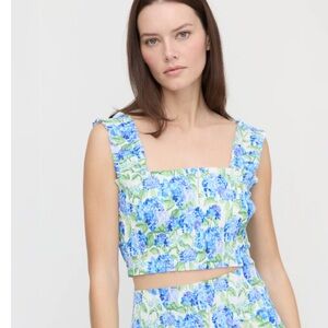 NWT Hill House x La Coqueta Blue Azalea Nap top